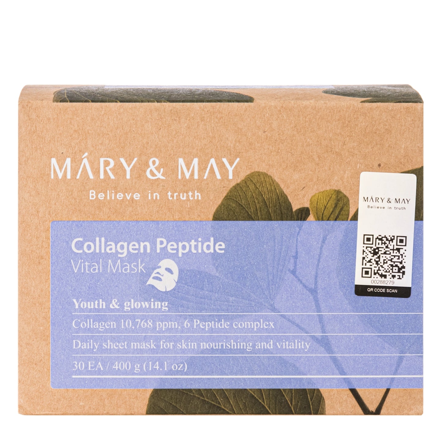 Mary&May - Collagen Peptide Vital Mask veido kaukės 30vnt.